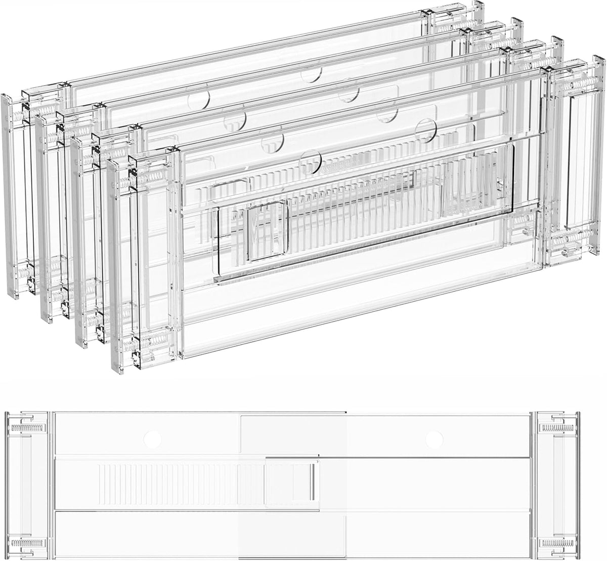 4 Pack Clear Acrylic Drawer Divider 6 Inch High,Expandable from 14-20'',Adjustable Dresser Drawer Dividers for Baby Clothing,Underwear and Sock,Separators,Deep Drawer Separators for Kitchen