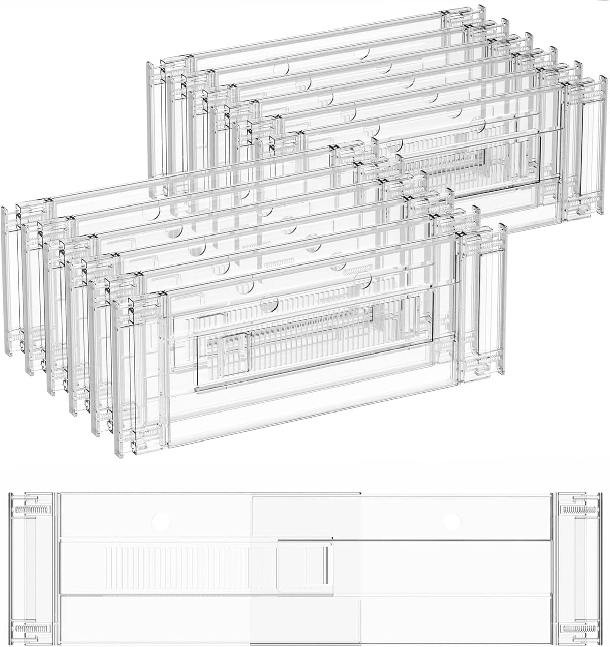 4 Pack Clear Acrylic Drawer Divider 6 Inch High,Expandable from 14-20'',Adjustable Dresser Drawer Dividers for Baby Clothing,Underwear and Sock,Separators,Deep Drawer Separators for Kitchen