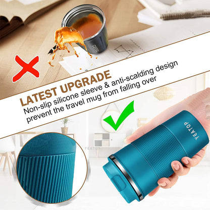 Coffee Mug 16oz - Insulated Travel Coffee Mug Spill Proof, Stainless Steel Vacuum Thermal Coffee Cup with Leakproof Lid Double Wall Coffee Tumbler for Hot/Iced Beverage -Black,510ml