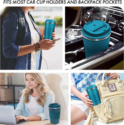 Coffee Mug 16oz - Insulated Travel Coffee Mug Spill Proof, Stainless Steel Vacuum Thermal Coffee Cup with Leakproof Lid Double Wall Coffee Tumbler for Hot/Iced Beverage -Black,510ml