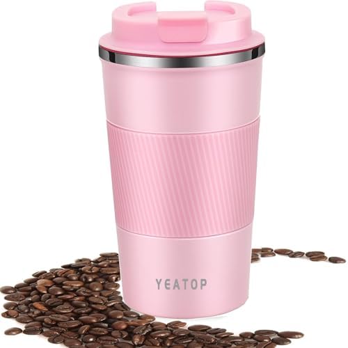 Coffee Mug 16oz - Insulated Travel Coffee Mug Spill Proof, Stainless Steel Vacuum Thermal Coffee Cup with Leakproof Lid Double Wall Coffee Tumbler for Hot/Iced Beverage -Black,510ml
