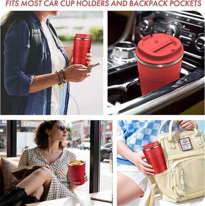 Coffee Mug 16oz - Insulated Travel Coffee Mug Spill Proof, Stainless Steel Vacuum Thermal Coffee Cup with Leakproof Lid Double Wall Coffee Tumbler for Hot/Iced Beverage -Black,510ml