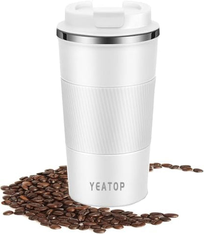 Coffee Mug 16oz - Insulated Travel Coffee Mug Spill Proof, Stainless Steel Vacuum Thermal Coffee Cup with Leakproof Lid Double Wall Coffee Tumbler for Hot/Iced Beverage -Black,510ml