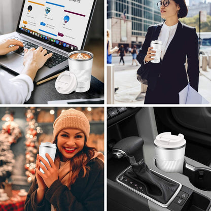 Coffee Mug 16oz - Insulated Travel Coffee Mug Spill Proof, Stainless Steel Vacuum Thermal Coffee Cup with Leakproof Lid Double Wall Coffee Tumbler for Hot/Iced Beverage -Black,510ml