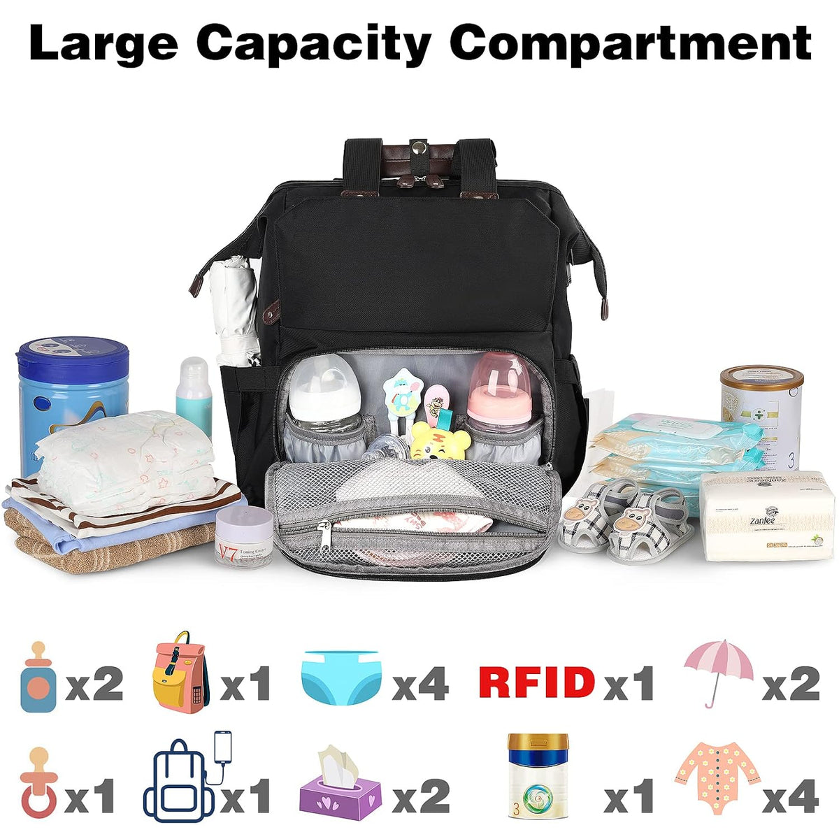 Diaper Bag Backpack, Pink Baby Girls Diaper Bag for Mom, Travel Baby Bags Backpack for Women, Insulated Pockets Portable toddler diaper bag, RFID Anti-Theft Pocket