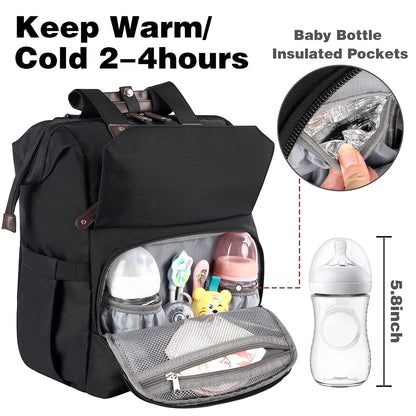 Diaper Bag Backpack, Pink Baby Girls Diaper Bag for Mom, Travel Baby Bags Backpack for Women, Insulated Pockets Portable toddler diaper bag, RFID Anti-Theft Pocket