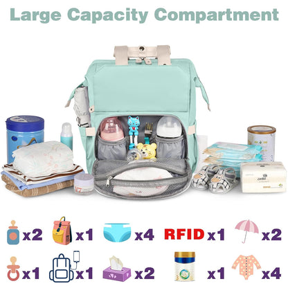 Diaper Bag Backpack, Pink Baby Girls Diaper Bag for Mom, Travel Baby Bags Backpack for Women, Insulated Pockets Portable toddler diaper bag, RFID Anti-Theft Pocket