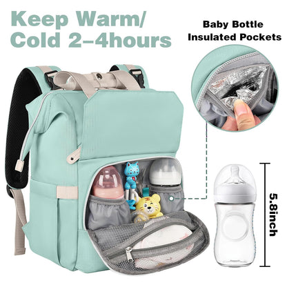 Diaper Bag Backpack, Pink Baby Girls Diaper Bag for Mom, Travel Baby Bags Backpack for Women, Insulated Pockets Portable toddler diaper bag, RFID Anti-Theft Pocket