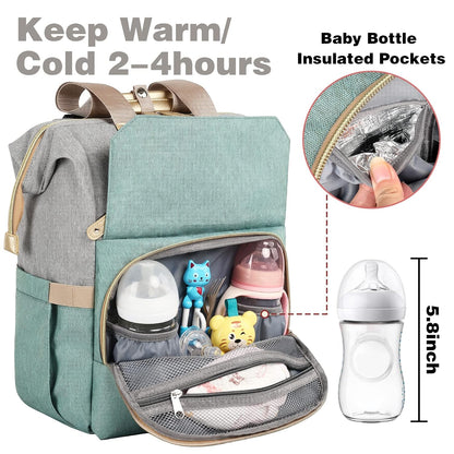 Diaper Bag Backpack, Pink Baby Girls Diaper Bag for Mom, Travel Baby Bags Backpack for Women, Insulated Pockets Portable toddler diaper bag, RFID Anti-Theft Pocket