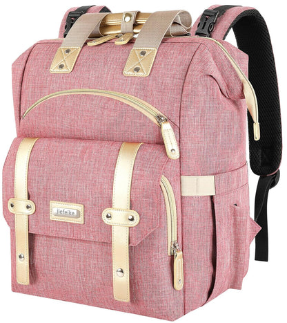 Diaper Bag Backpack, Pink Baby Girls Diaper Bag for Mom, Travel Baby Bags Backpack for Women, Insulated Pockets Portable toddler diaper bag, RFID Anti-Theft Pocket