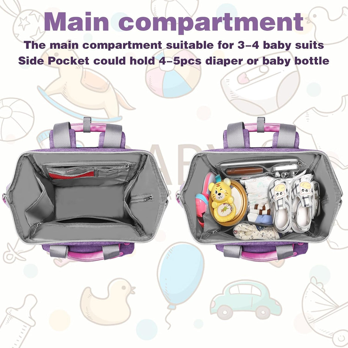 Diaper Bag Backpack, Pink Baby Girls Diaper Bag for Mom, Travel Baby Bags Backpack for Women, Insulated Pockets Portable toddler diaper bag, RFID Anti-Theft Pocket