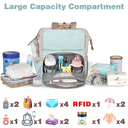 Diaper Bag Backpack, Pink Baby Girls Diaper Bag for Mom, Travel Baby Bags Backpack for Women, Insulated Pockets Portable toddler diaper bag, RFID Anti-Theft Pocket