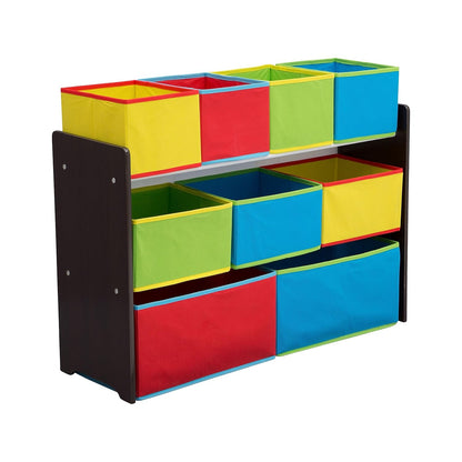 Deluxe Multi-Bin Toy Organizer with Storage Bins - Greenguard Gold Certified, White with Navy/Green/Pastel Bins