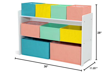 Deluxe Multi-Bin Toy Organizer with Storage Bins - Greenguard Gold Certified, White with Navy/Green/Pastel Bins