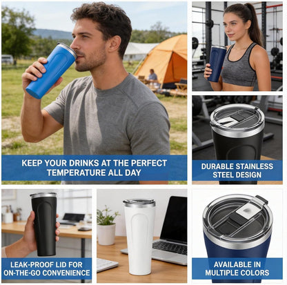 32oz Stainless Steel Insulated Tumbler with Lid, Cup Holder Friendly Travel Coffee Mug, Reusable Water Cup for Hot & Cold Drinks, Leak Resistant
