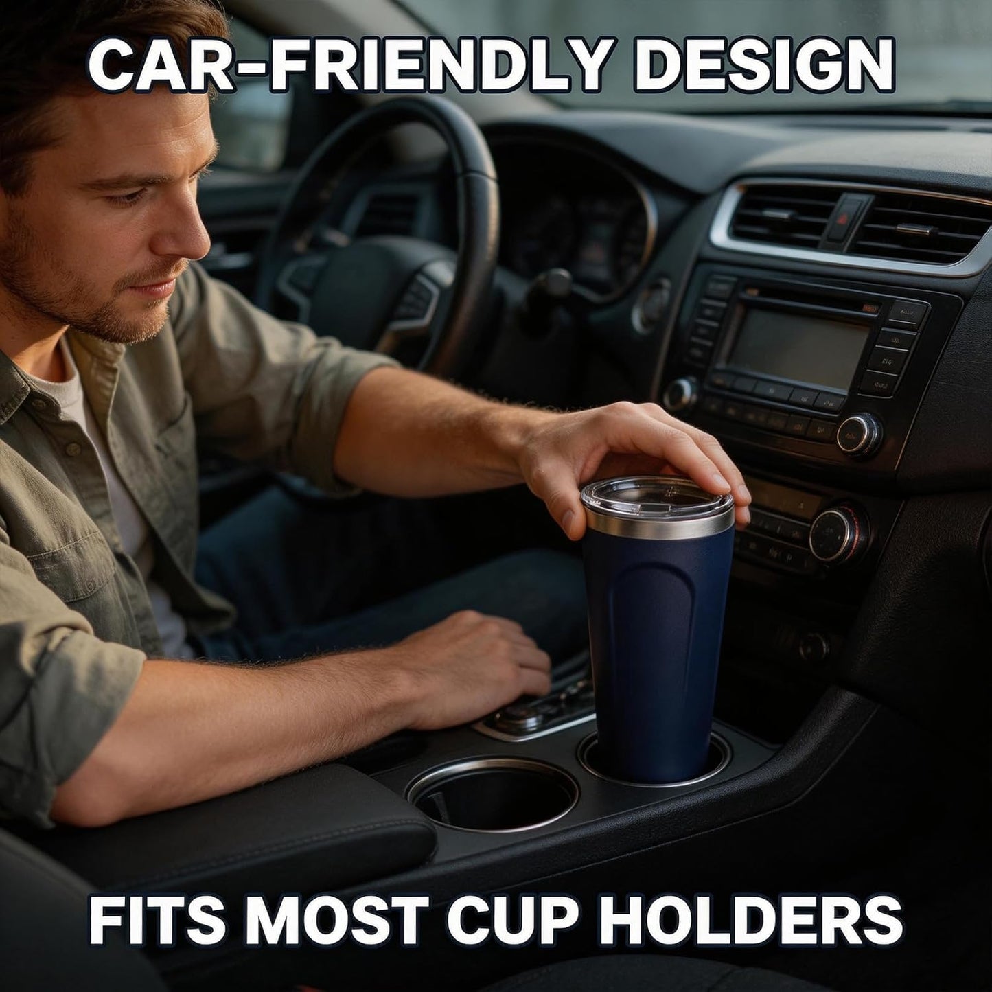 32oz Stainless Steel Insulated Tumbler with Lid, Cup Holder Friendly Travel Coffee Mug, Reusable Water Cup for Hot & Cold Drinks, Leak Resistant