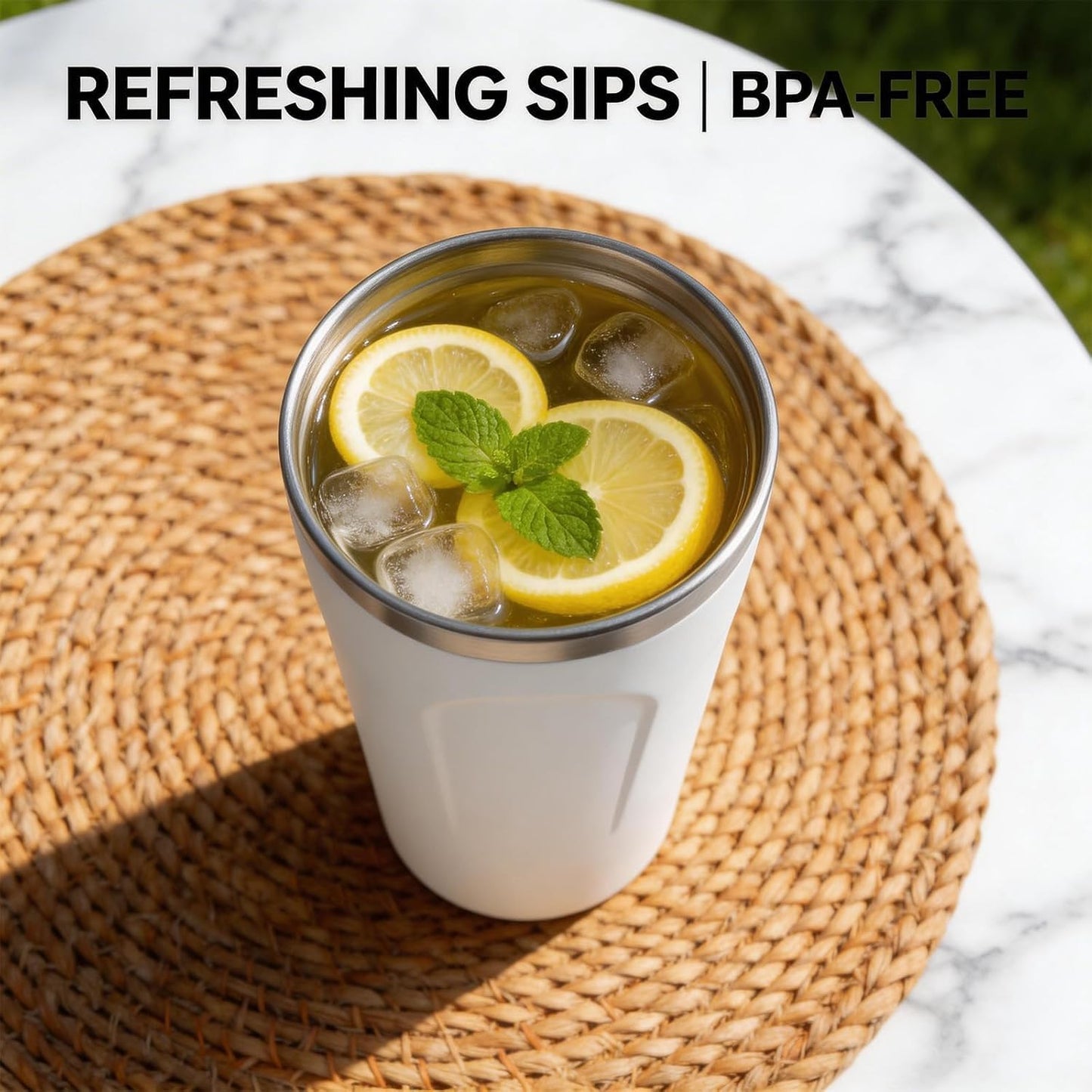 32oz Stainless Steel Insulated Tumbler with Lid, Cup Holder Friendly Travel Coffee Mug, Reusable Water Cup for Hot & Cold Drinks, Leak Resistant