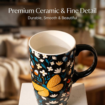 17 oz Ceramic Travel Mug, Microwave & Dishwasher Safe Coffee Cup | Large Capacity Travel Coffee Cup with Lid & Handle for Men Women Home and Office Work