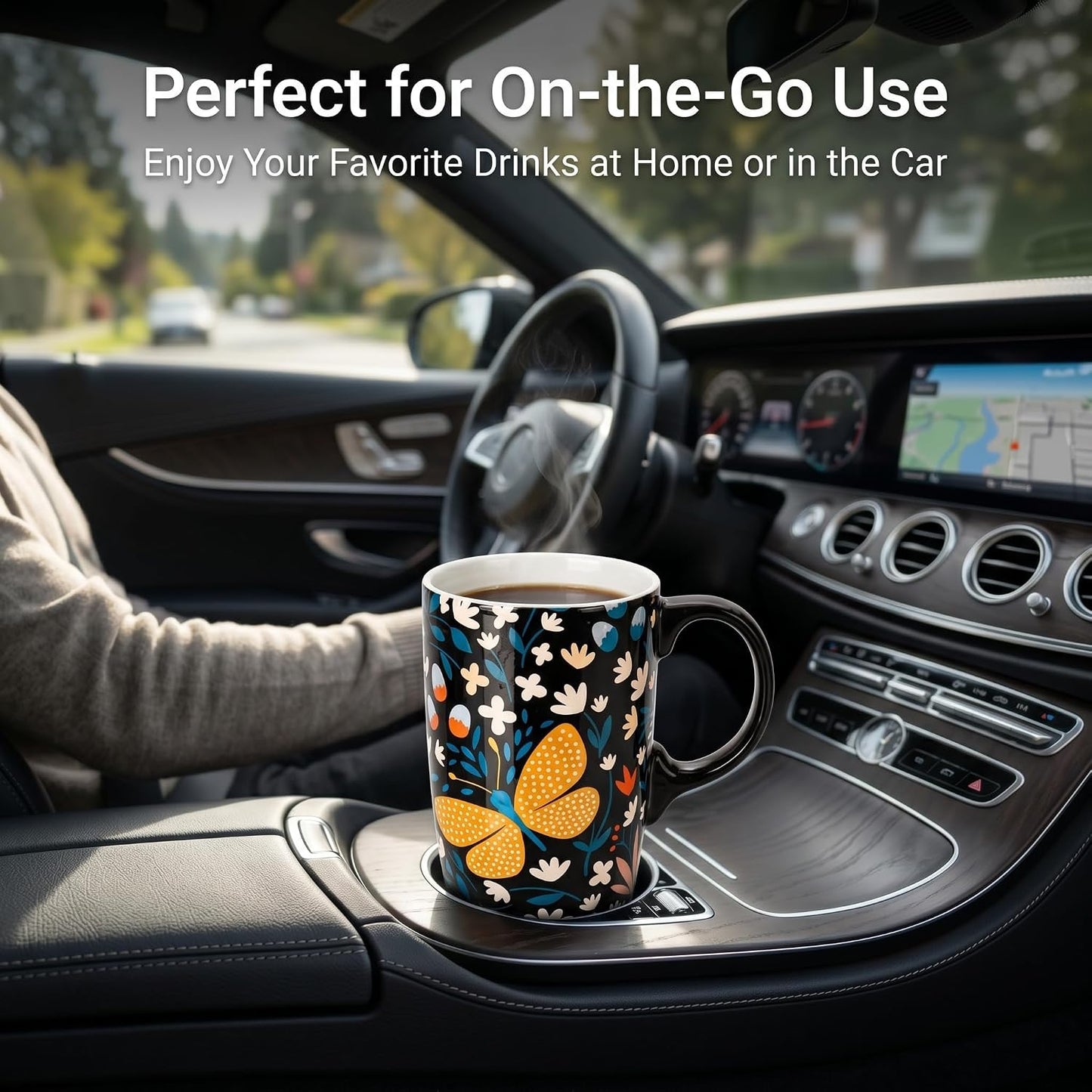 17 oz Ceramic Travel Mug, Microwave & Dishwasher Safe Coffee Cup | Large Capacity Travel Coffee Cup with Lid & Handle for Men Women Home and Office Work