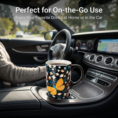 17 oz Ceramic Travel Mug, Microwave & Dishwasher Safe Coffee Cup | Large Capacity Travel Coffee Cup with Lid & Handle for Men Women Home and Office Work