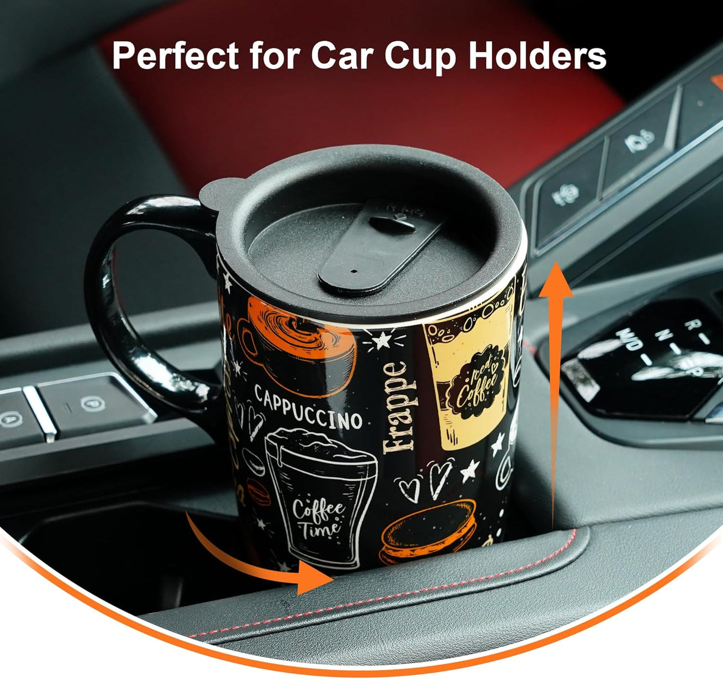 17 oz Ceramic Travel Mug, Microwave & Dishwasher Safe Coffee Cup | Large Capacity Travel Coffee Cup with Lid & Handle for Men Women Home and Office Work