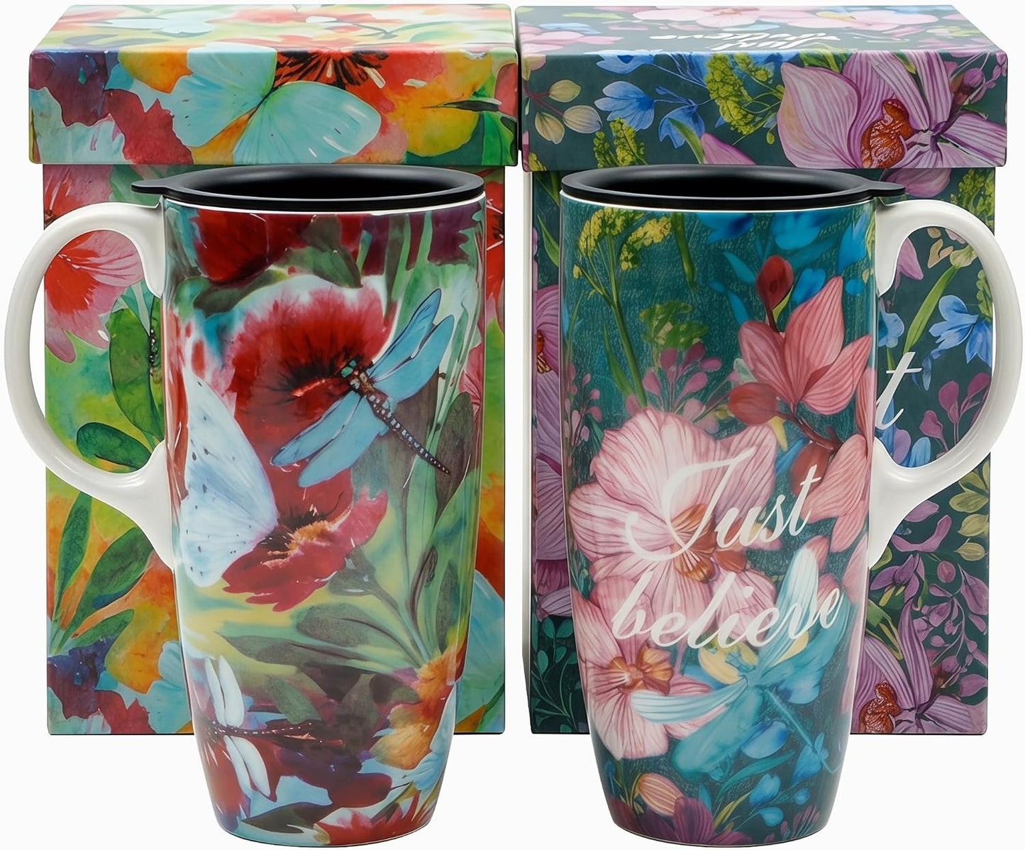 17 oz Ceramic Travel Mug, Microwave & Dishwasher Safe Coffee Cup | Large Capacity Travel Coffee Cup with Lid & Handle for Men Women Home and Office Work