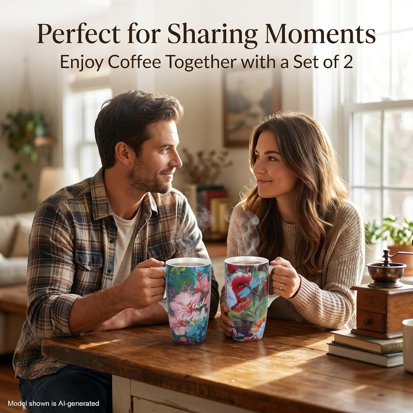 17 oz Ceramic Travel Mug, Microwave & Dishwasher Safe Coffee Cup | Large Capacity Travel Coffee Cup with Lid & Handle for Men Women Home and Office Work