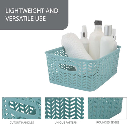 Large Herringbone Storage Bin, Grey (25175-GREY)