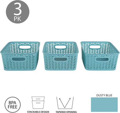 Large Herringbone Storage Bin, Grey (25175-GREY)