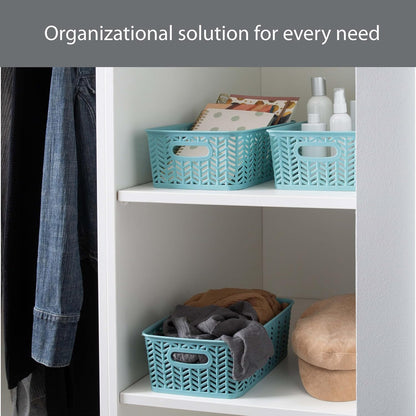 Large Herringbone Storage Bin, Grey (25175-GREY)