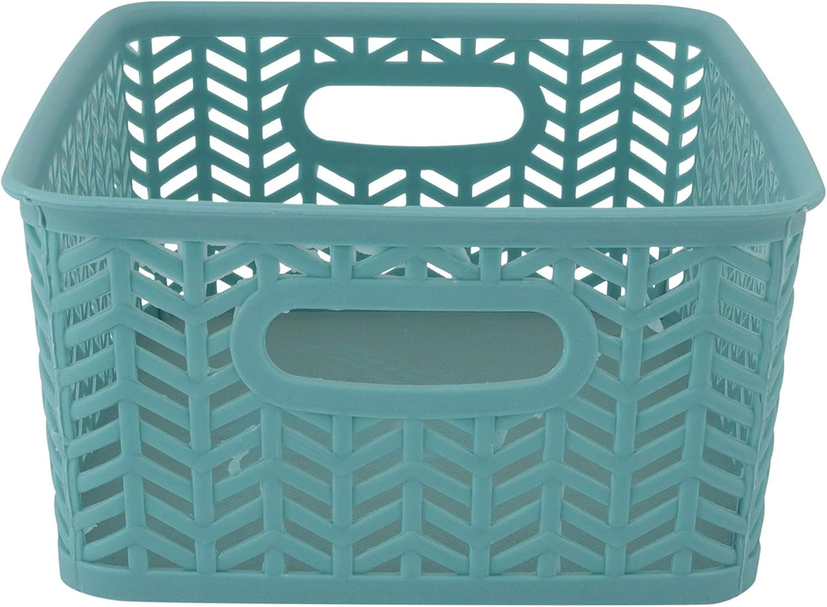 Large Herringbone Storage Bin, Grey (25175-GREY)