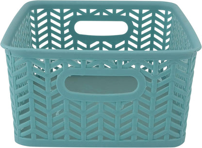 Large Herringbone Storage Bin, Grey (25175-GREY)