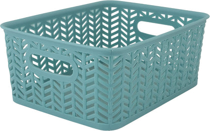 Large Herringbone Storage Bin, Grey (25175-GREY)