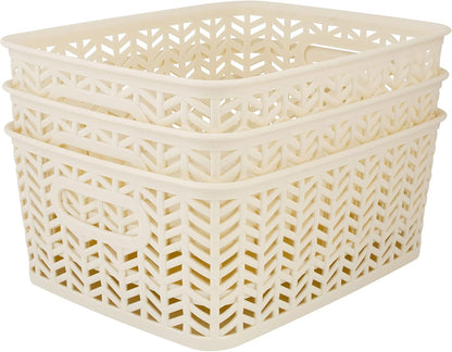 Large Herringbone Storage Bin, Grey (25175-GREY)