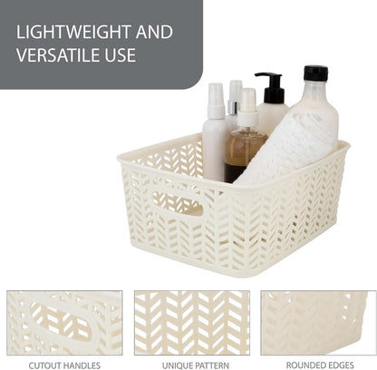Large Herringbone Storage Bin, Grey (25175-GREY)