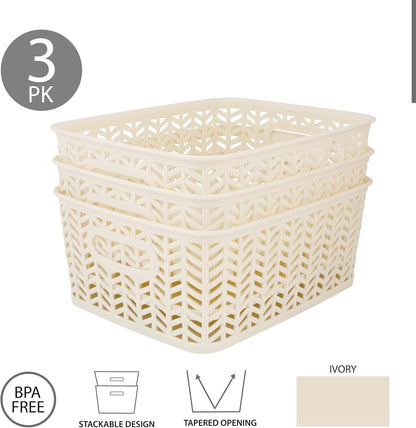 Large Herringbone Storage Bin, Grey (25175-GREY)