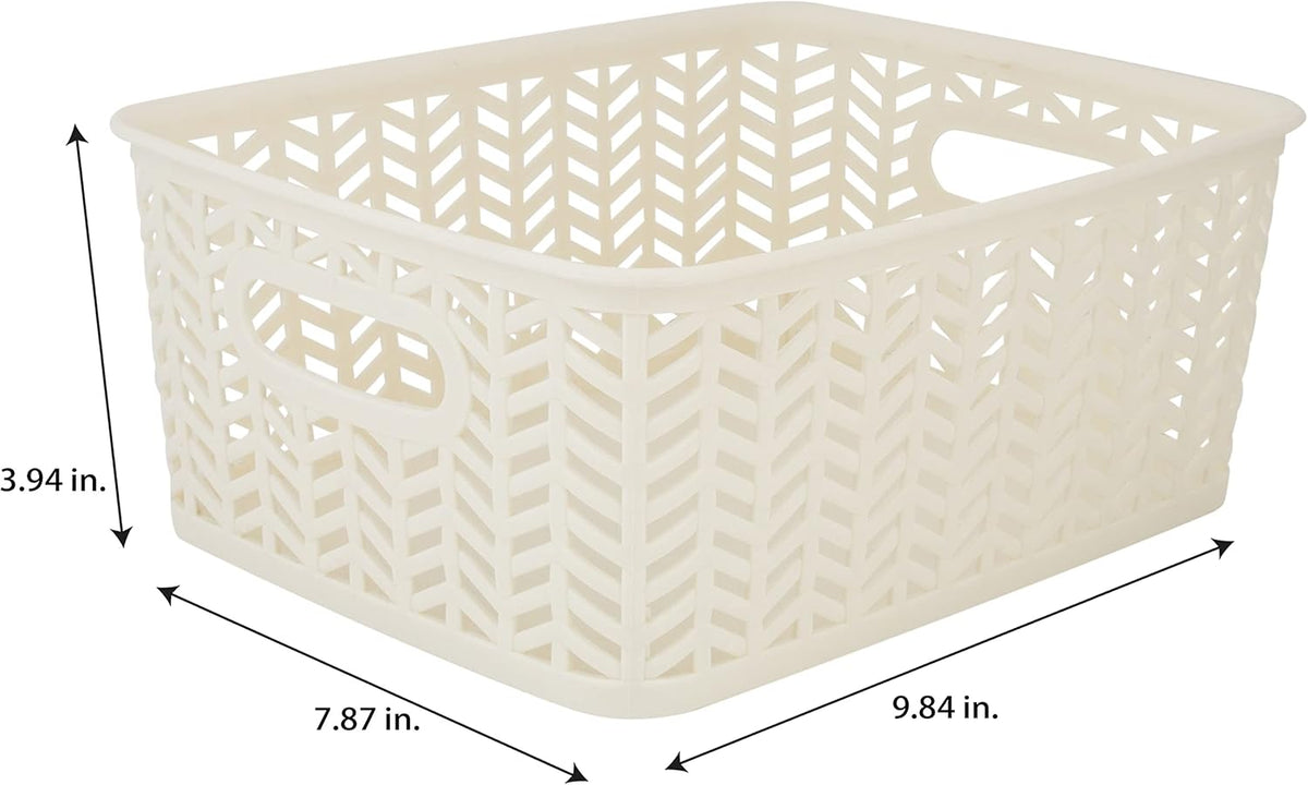 Large Herringbone Storage Bin, Grey (25175-GREY)