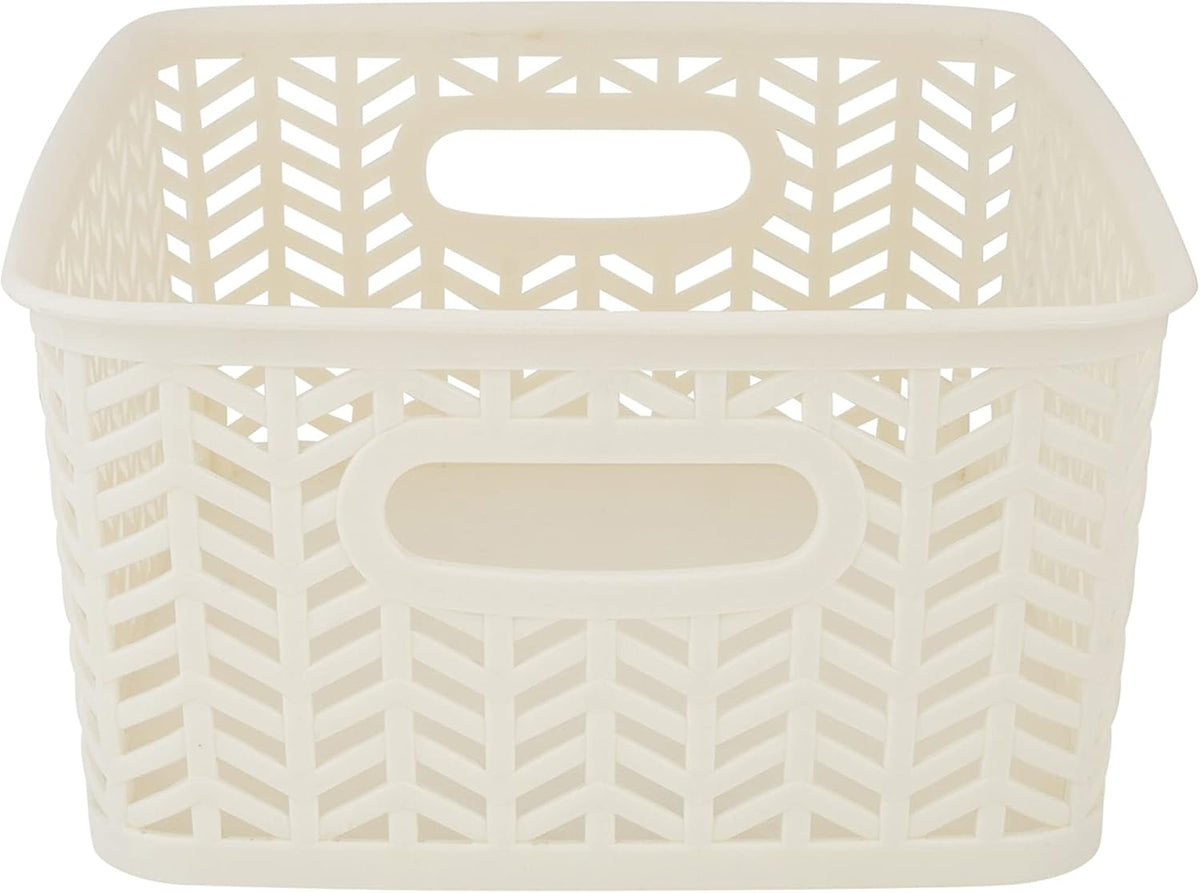 Large Herringbone Storage Bin, Grey (25175-GREY)