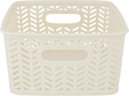 Large Herringbone Storage Bin, Grey (25175-GREY)