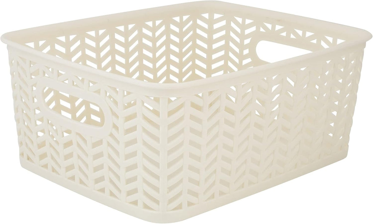 Large Herringbone Storage Bin, Grey (25175-GREY)