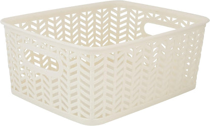 Large Herringbone Storage Bin, Grey (25175-GREY)