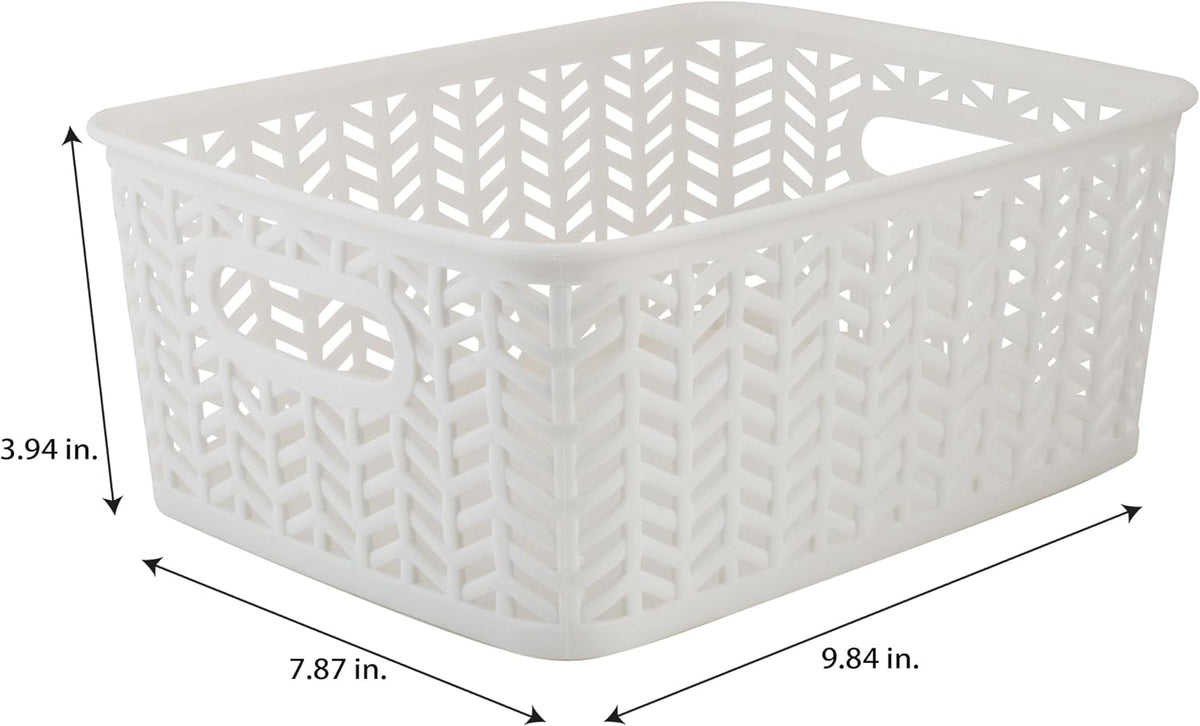 Large Herringbone Storage Bin, Grey (25175-GREY)