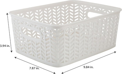 Large Herringbone Storage Bin, Grey (25175-GREY)