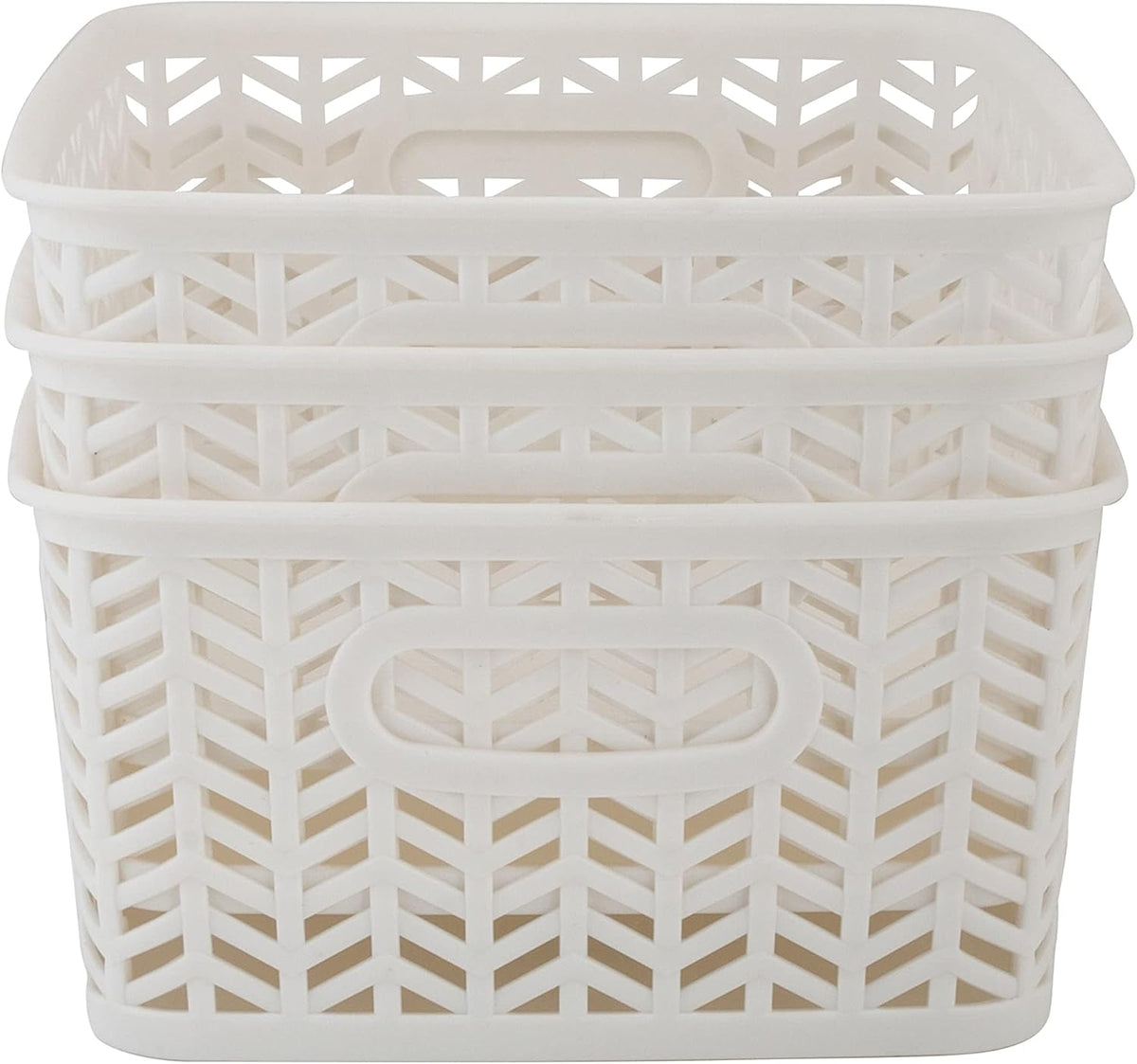 Large Herringbone Storage Bin, Grey (25175-GREY)