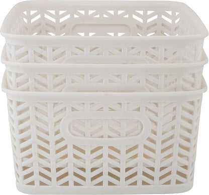 Large Herringbone Storage Bin, Grey (25175-GREY)