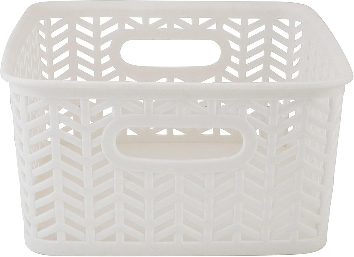 Large Herringbone Storage Bin, Grey (25175-GREY)
