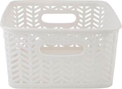 Large Herringbone Storage Bin, Grey (25175-GREY)