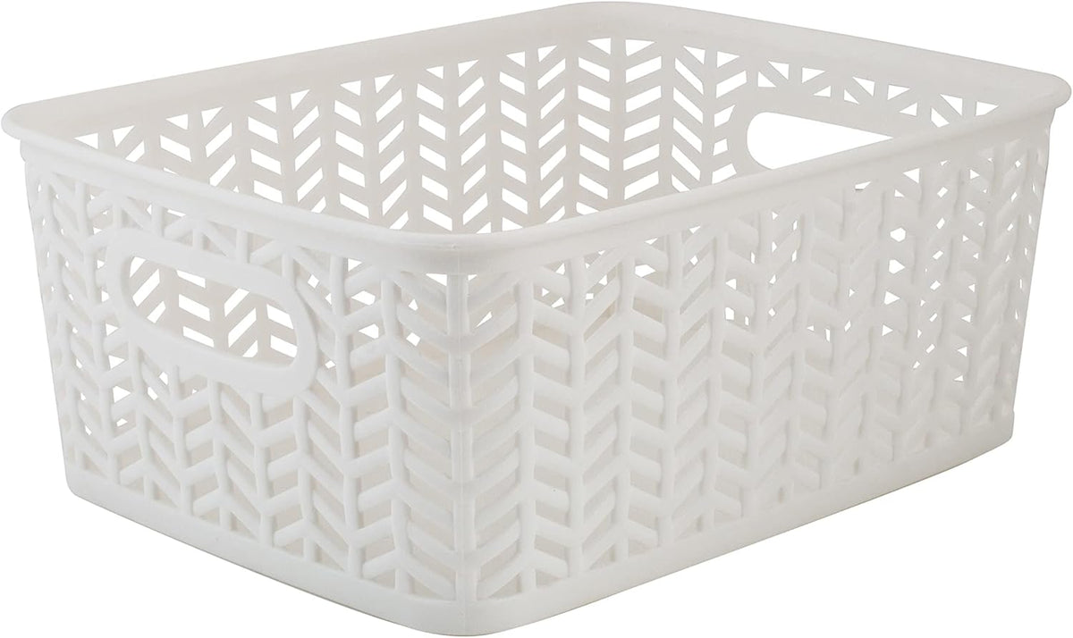 Large Herringbone Storage Bin, Grey (25175-GREY)