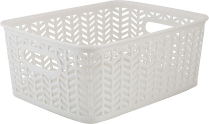 Large Herringbone Storage Bin, Grey (25175-GREY)