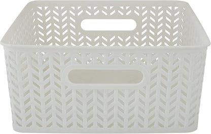Large Herringbone Storage Bin, Grey (25175-GREY)